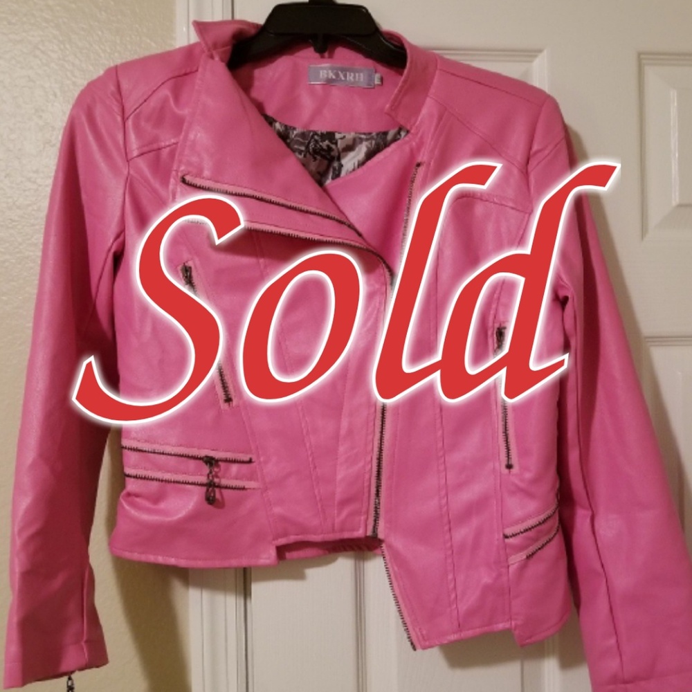 Pink Asymmetrical Faux Leather Jacket 💖